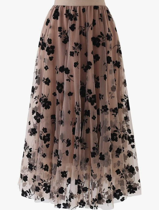 New Mix black and tan posy print skirt